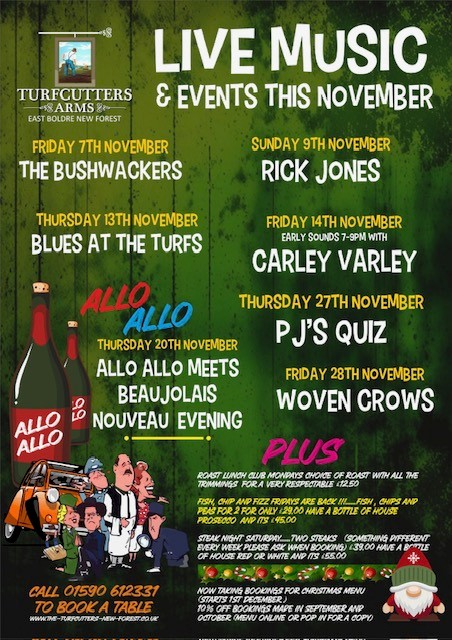 Turfcutters Arms November events