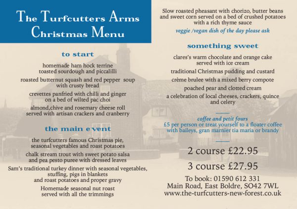 The Turfcutters Arms East Boldre Menu
